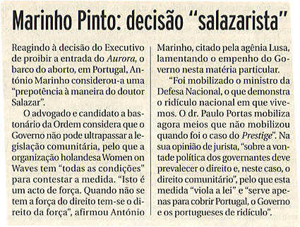 Marinho Pinto: decisão "salazarista"