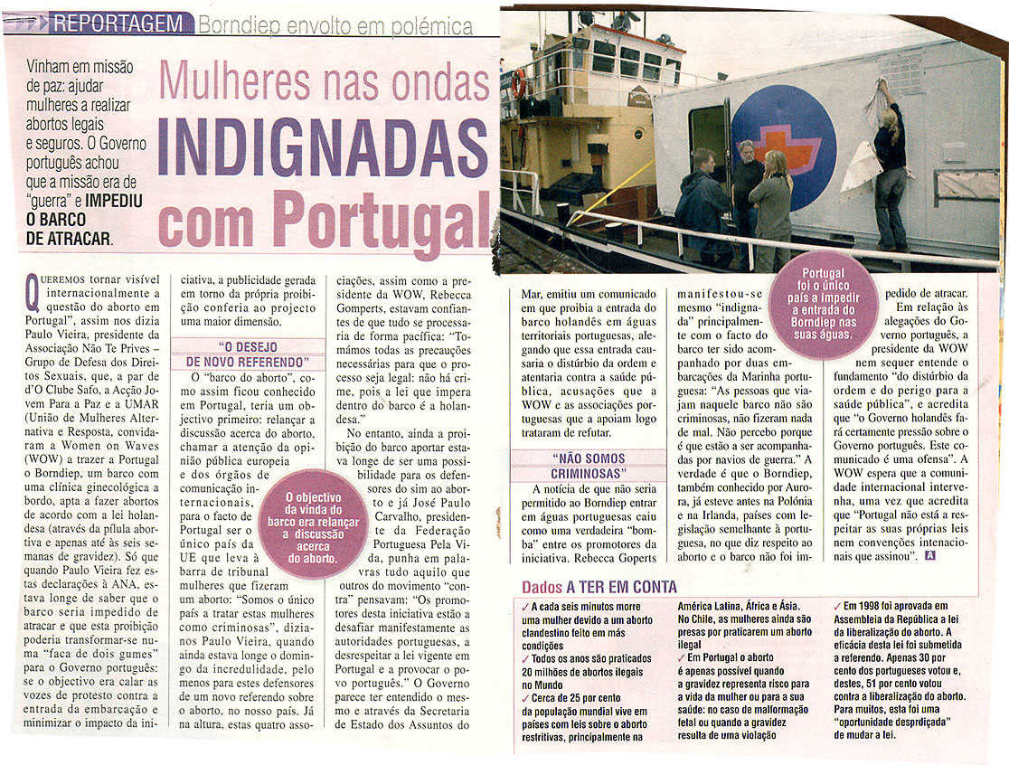 Mulheres nas ondas indignadas com Portugal