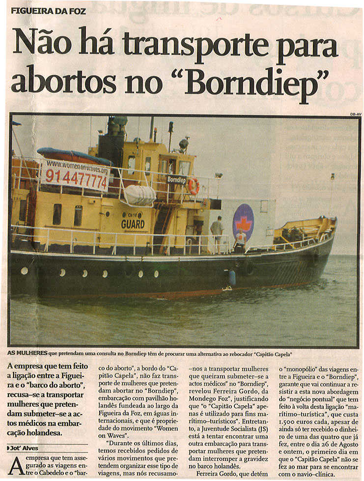 Não há transporte para abortos no "Borndiep"