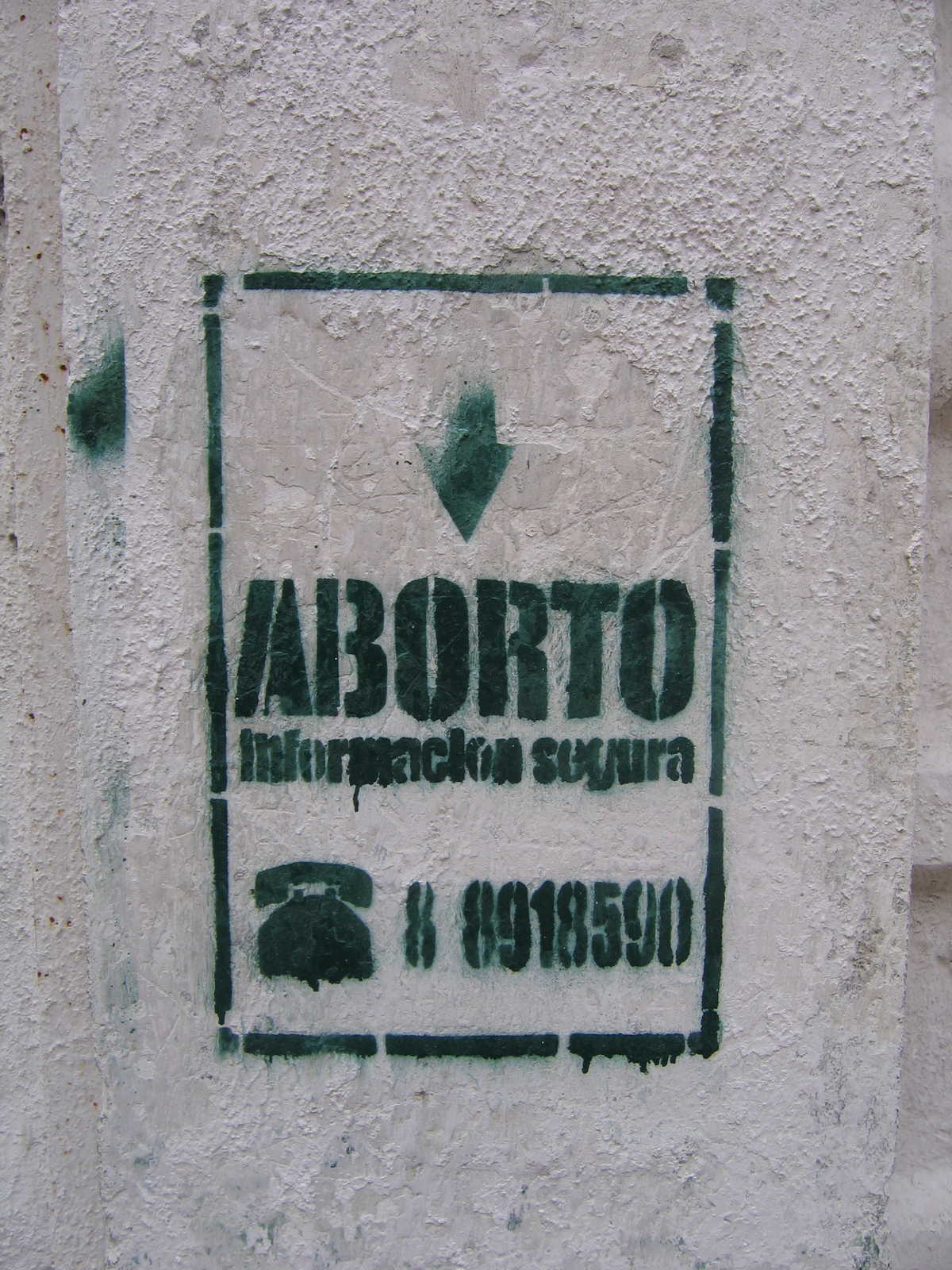 Safe abortion hotline stencil