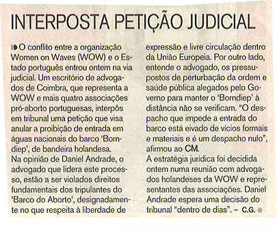 Interposta petição judicial