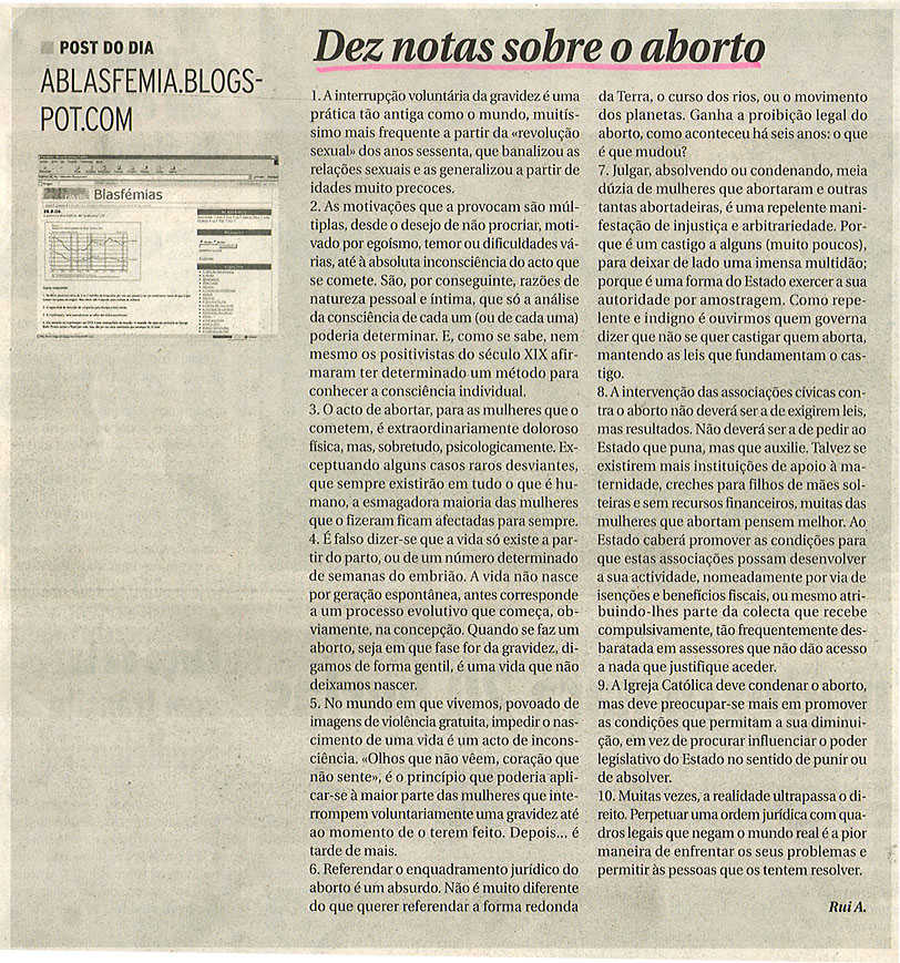 Dez notas sobre o aborto