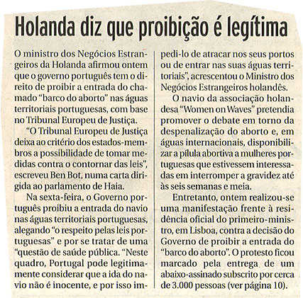 Holanda diz que proibição é legítima