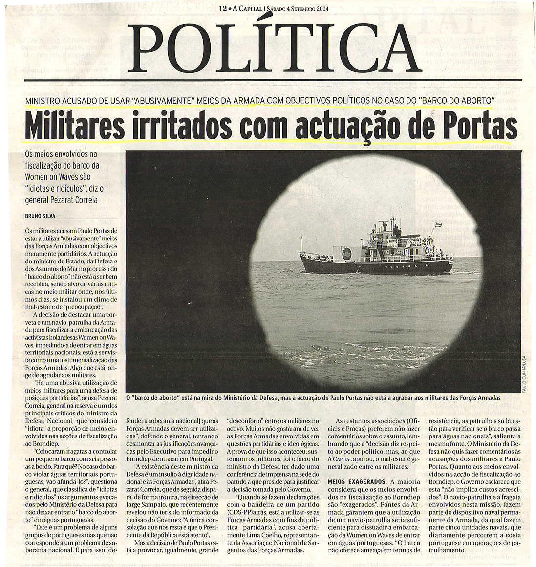 Militares irritados com actuação de Portas