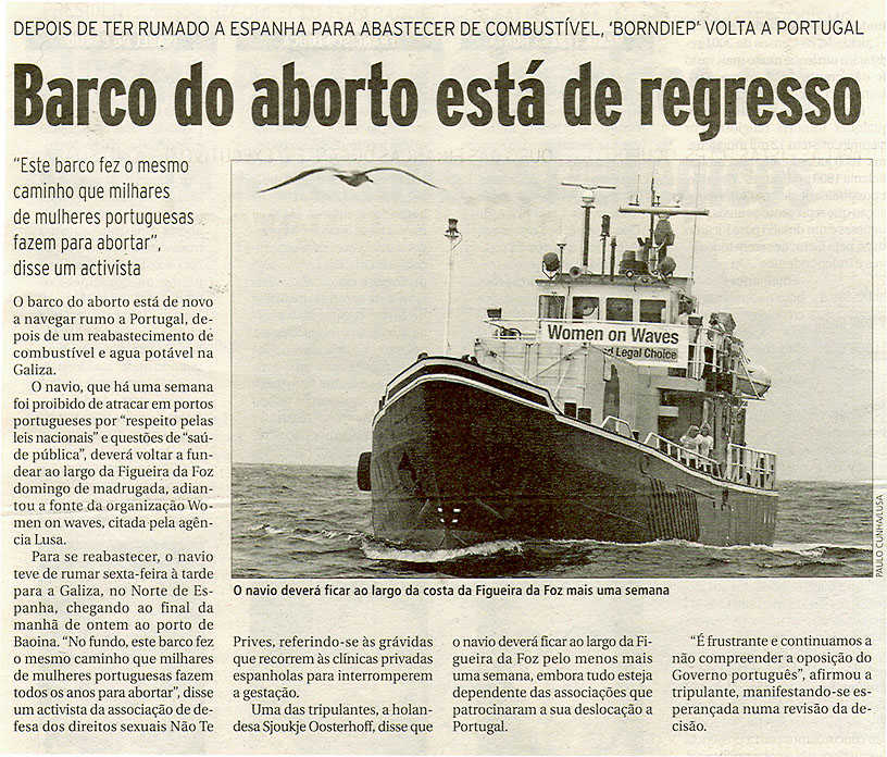 Barco do aborto está de regresso