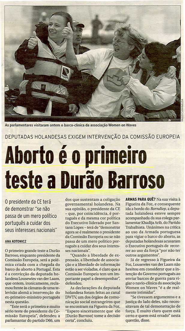 Aborto é o primeiro teste a Durão Barroso