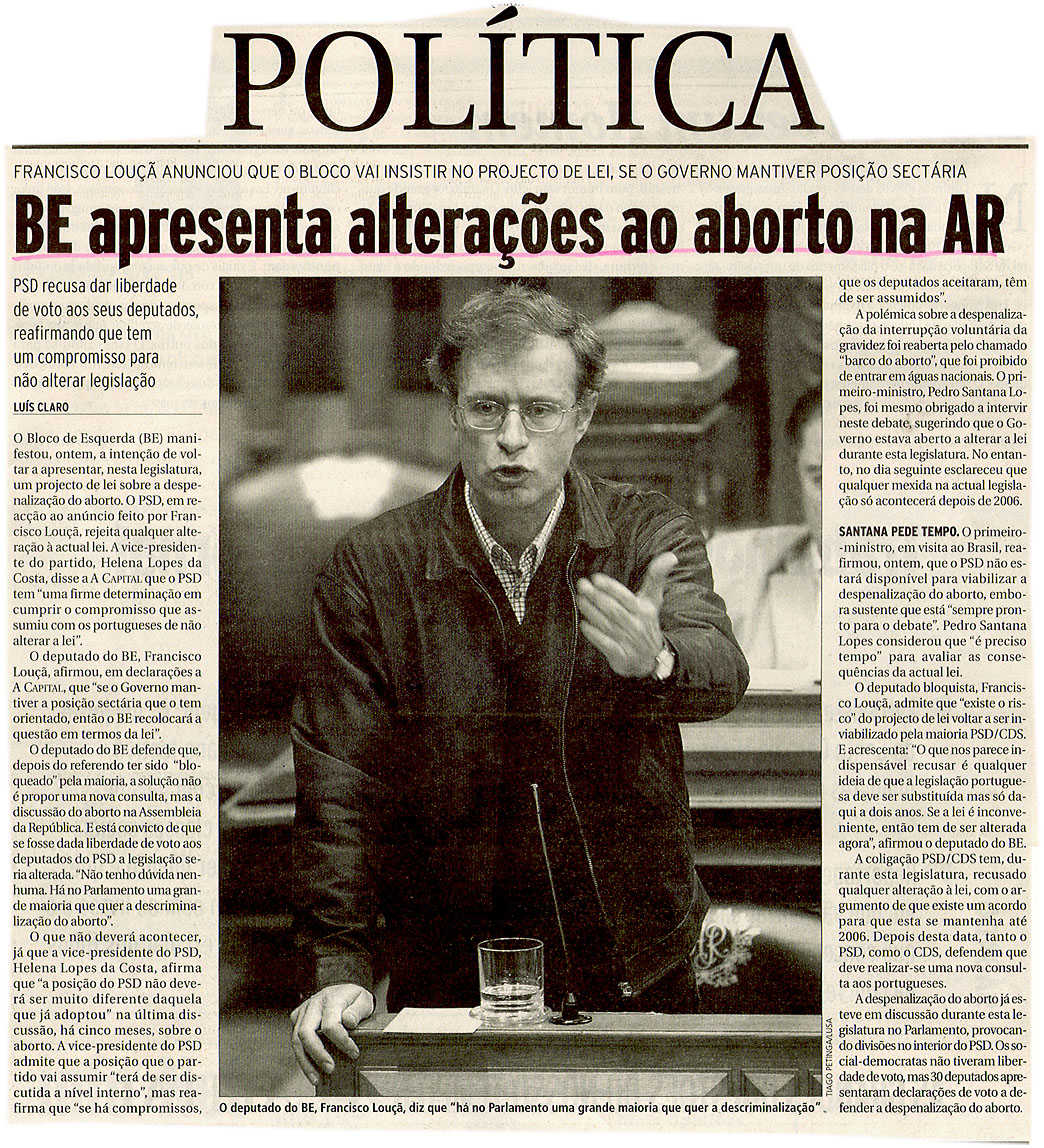 BE apresenta alterações ao aborto na AR