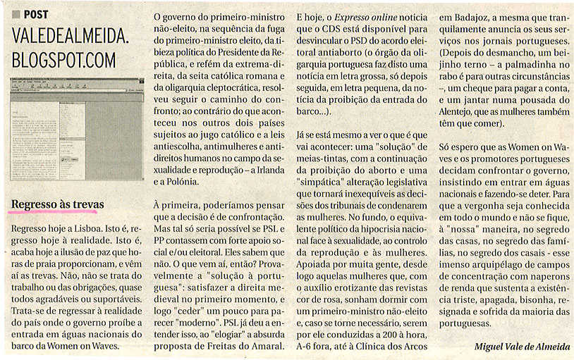 Regresso às trevas