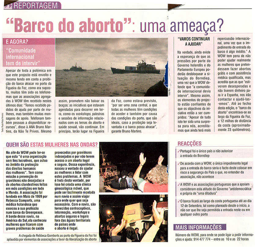 "Barco do aborto": uma ameaça?