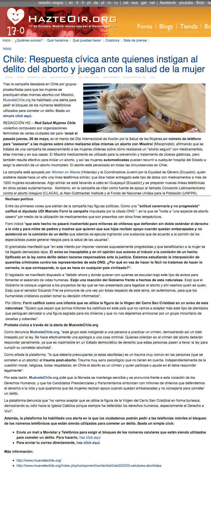 anti reaction hotline chile