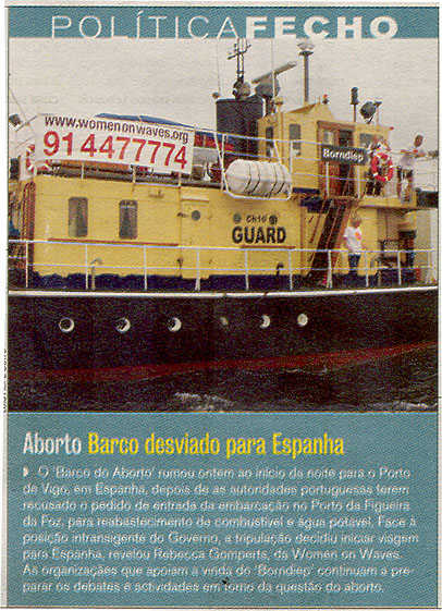 Aborto: Barco desviado para Espanha