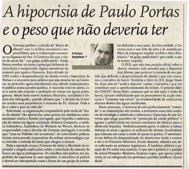 A hipocrisia de Paulo Portas e o peso que não deveria ter