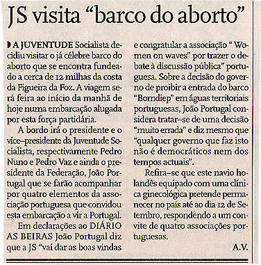 JS visita "barco do aborto"