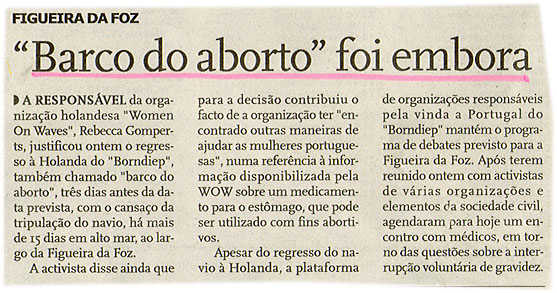 "Barco do aborto" foi embora