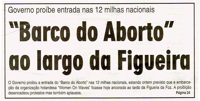 "Barco do Aborto" ao largo da Figueira