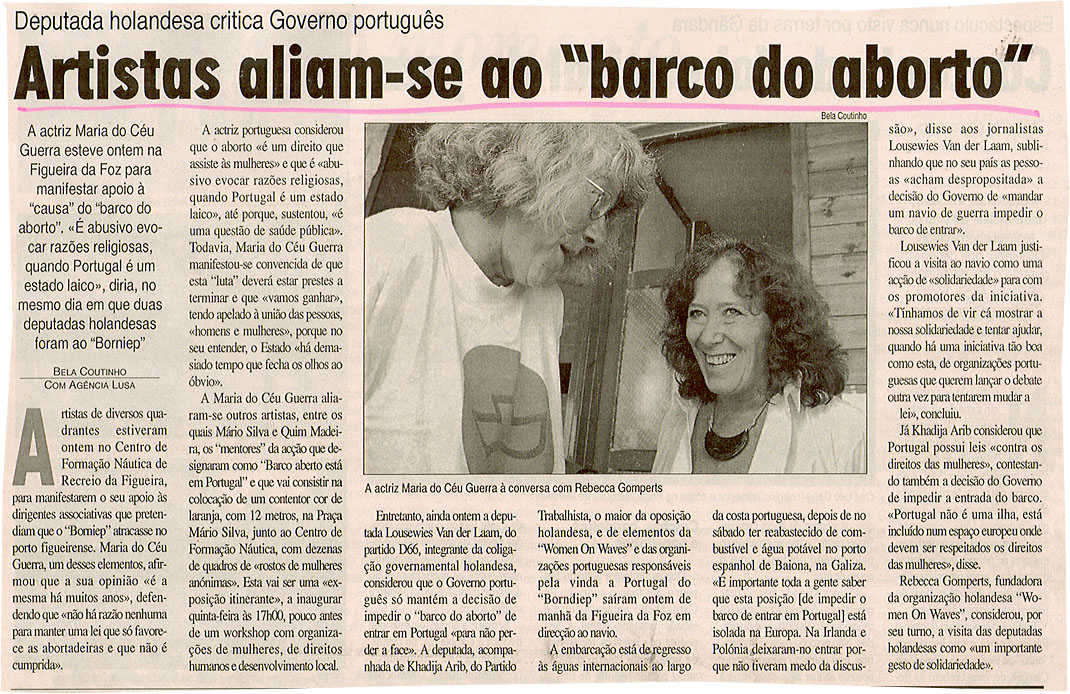 Artistas aliam-se ao "barco do aborto"