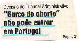 "Barco do aborto" não pode entrar em Portugal