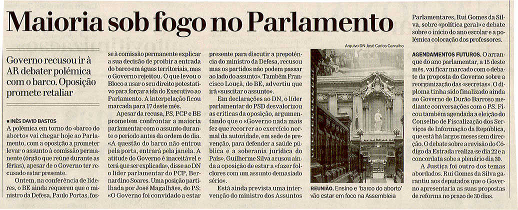 Maioria sob fogo no Parlamento