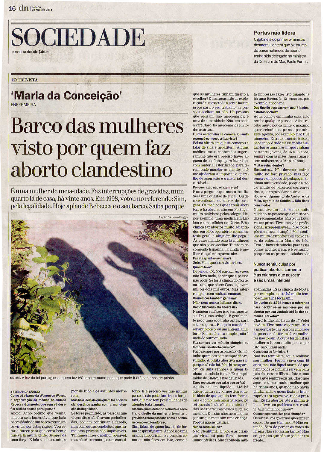 Barco das mulheres visto por quem faz aborto clandestino