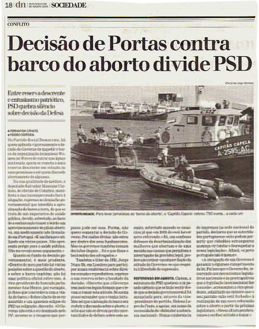 Decisão de Portas contra barco do aborto divide PSD