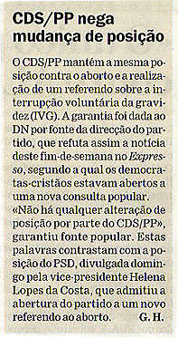 CDS/PP nega mudanca de posicao