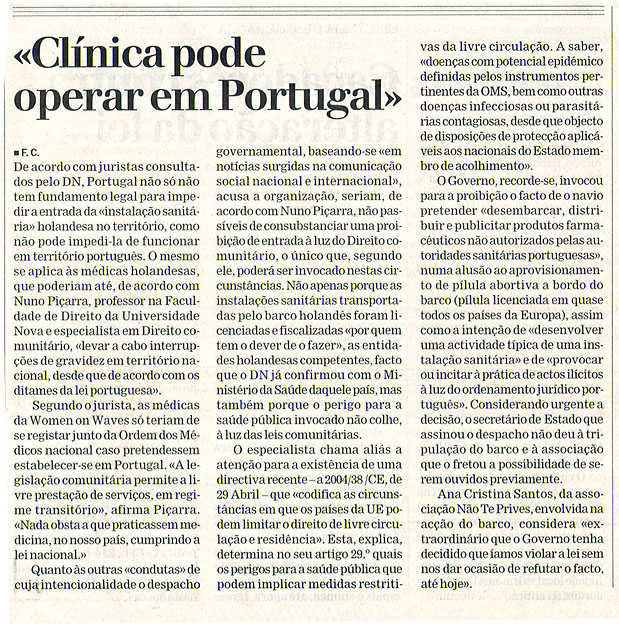"Clínica pode operar em Portugal"