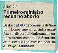 Primeiro-ministro recua no aborto