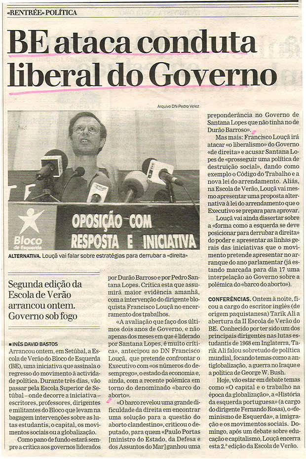 BE ataca conduta liberal do Governo