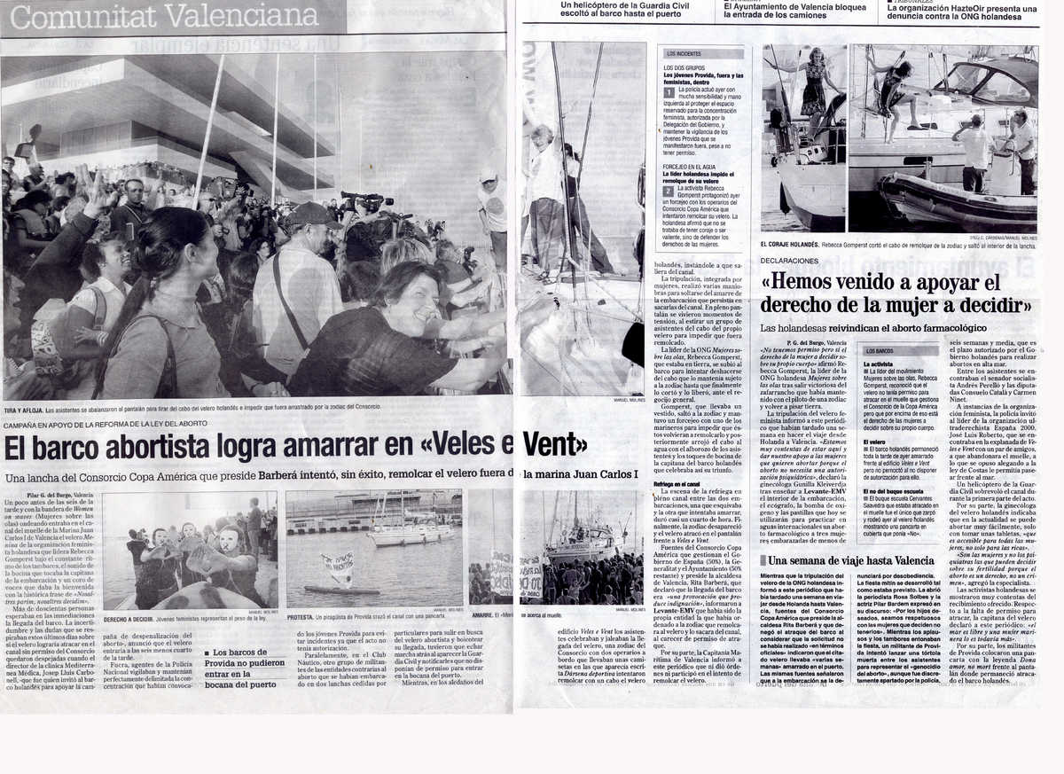 El barco abortista logra amarrar en "Veles e Vents"