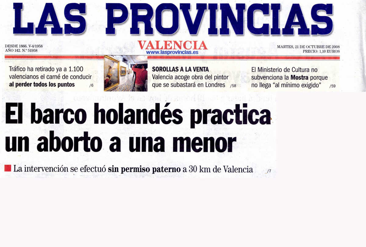 El barco holandes practica un aborto a una menor