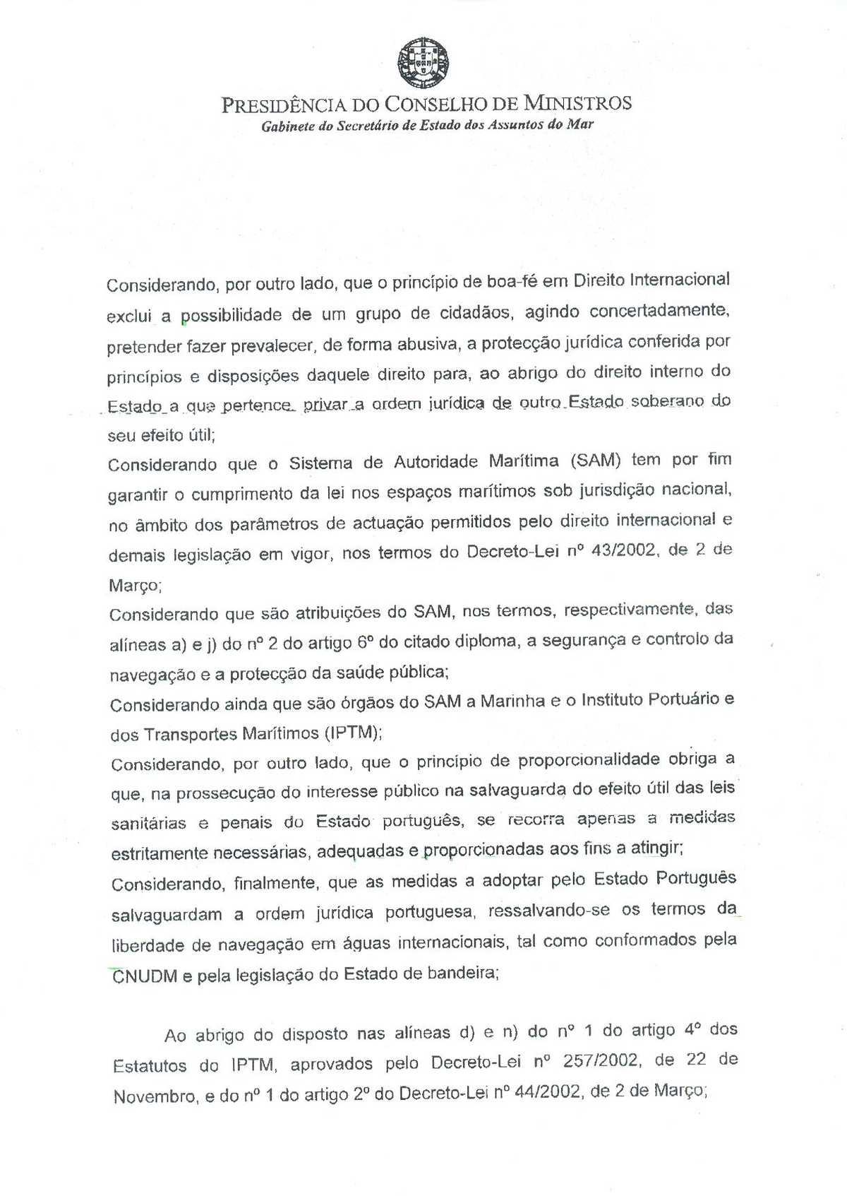 Statement nr. 0010/SEAM/2004 from the Presidency of the Council of Ministers of Portugal. Page 2