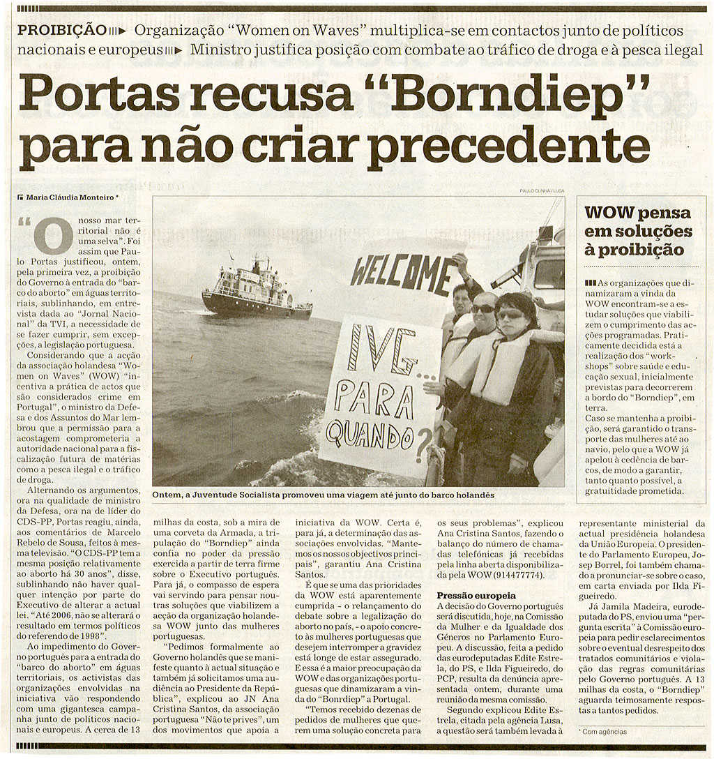 Portas recusa "Borndiep" para não criar precedente