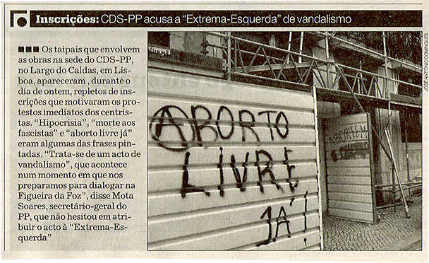 CDS-PP acusa a "Extrema-Esquerda" de vandalismo