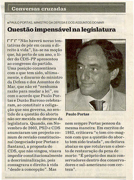 Quesão impensável na legislatura