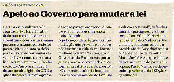 Apelo ao Governo para mudar a lei