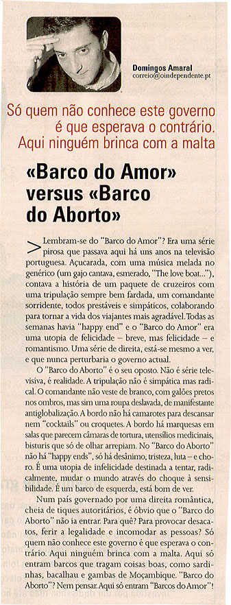 "Barco do Amor" versus "Barco do Aborto"