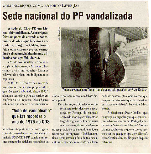 Sede nacional do PP vandalizada