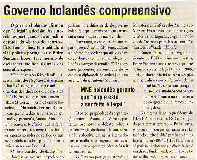 Governo holandês compreensivo