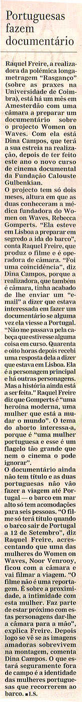 Portuguesas fazem documentário