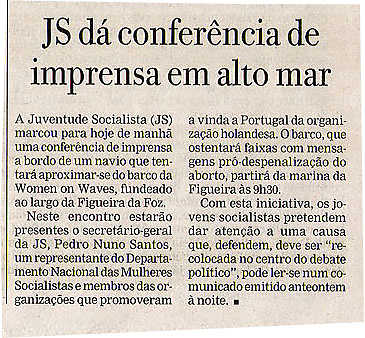 JS dá conferência de imprensa em alto mar