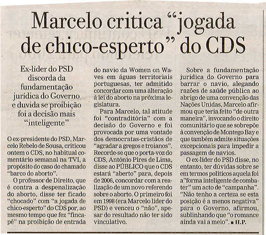Marcelo critica 