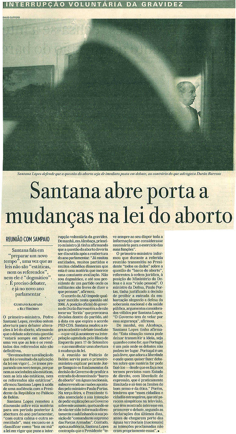 Santana abre porta a mudanças na lei do aborto