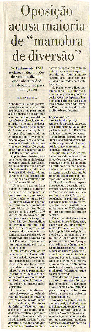 Oposição acusa maioria de "manobra de diversão"