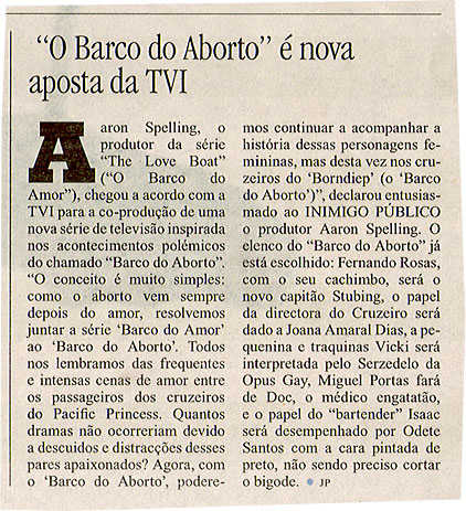 "O Barco do Aborto" é a nova aposta da TVI