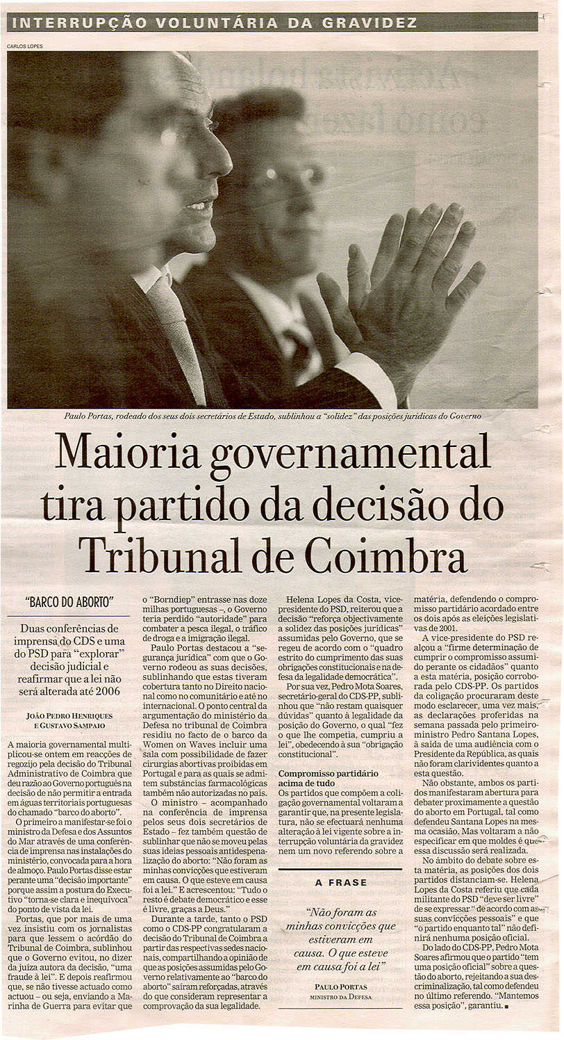 Maioria governamental tira partido da decisão do Tribunal de Coimbra