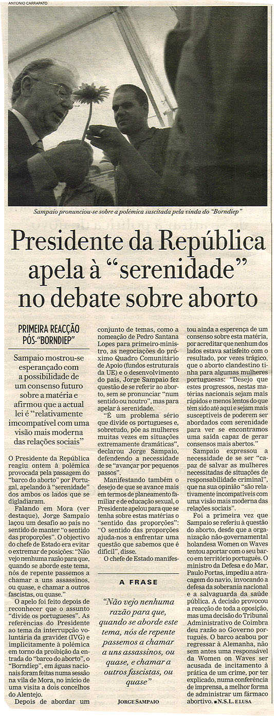 Presidente da República apela à "serenidade" no debate sobre aborto