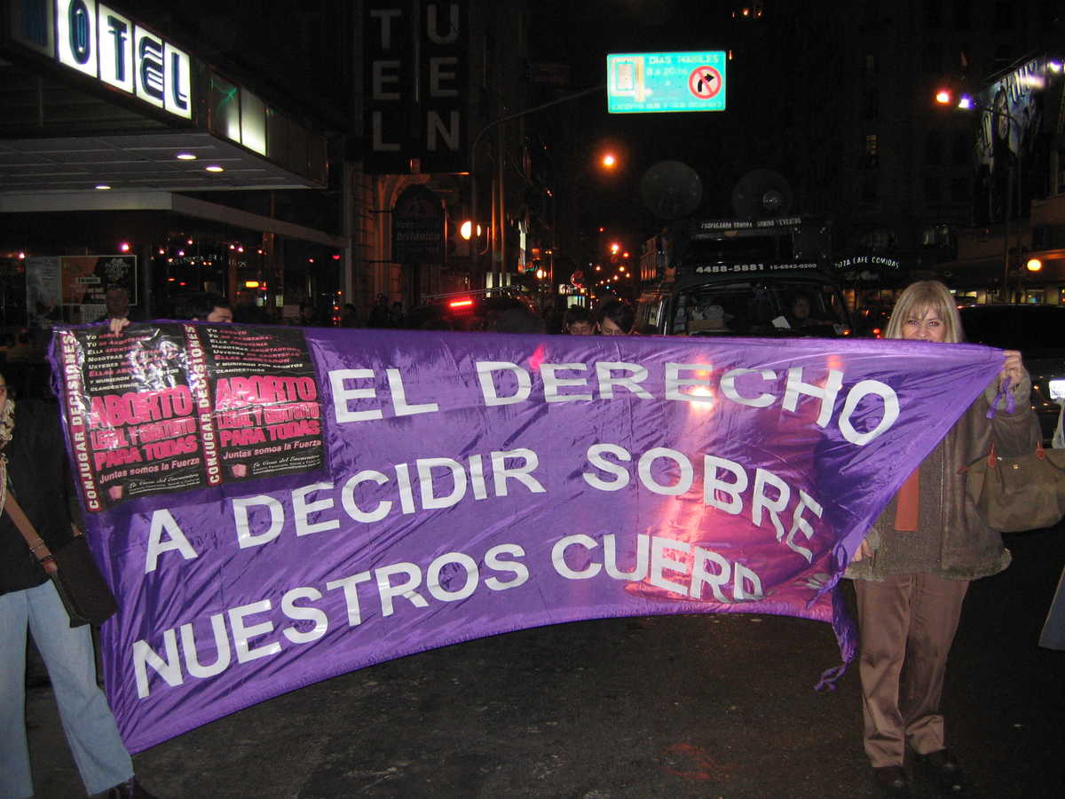 banner, march in Buenos Aires