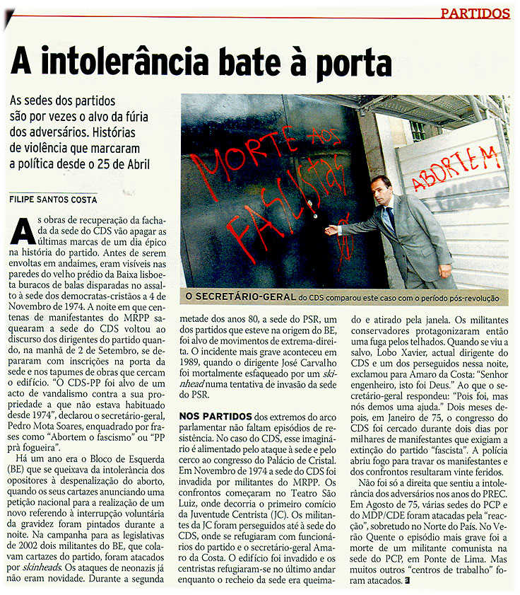 A intolerância bate à porta