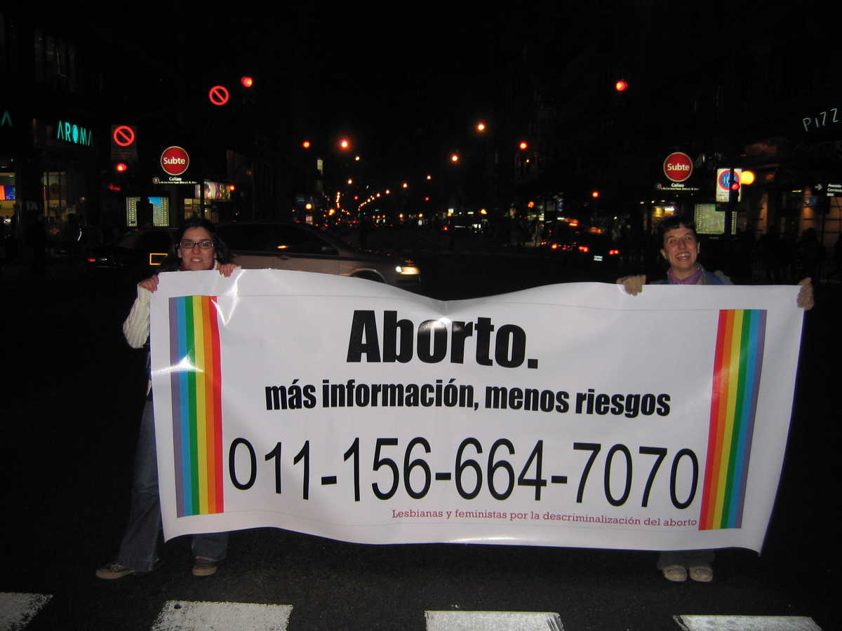 hotline banner, march in Buenos Aires