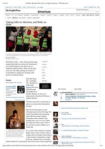 New York Times, 4-1-2013, In chile, abortion hotline